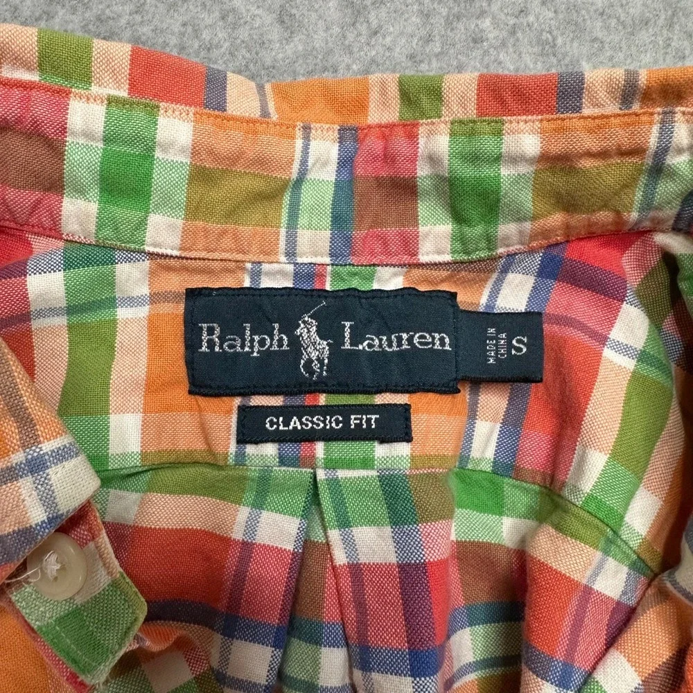Polo Ralph Lauren Mens Small Classic Fit Plaid Short Sleeve Button Down Shirt